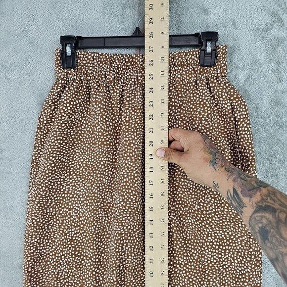 J. Crew Skirt Womens Size XXS Brown Polka Dot Side Slit Elastic Waist Lined NWT - Picture 6 of 7